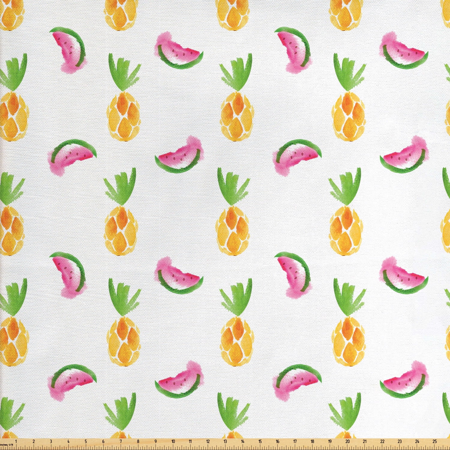 Pineapple Fabric by the Yard, Pineapple and Watermelon Fruit Themed