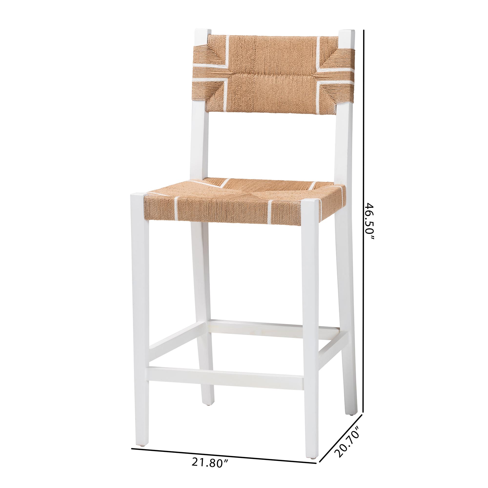 bali & pari Talli Bohemian Paper Loom and White Mahogany Wood 2-Piece Bar Stool Set