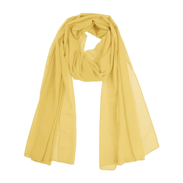 INSPIRAR CHIC Bufanda de Chiffon Sólido para Mujeres, Ligera, Suave, Transparente, Larga, Envoltura para la Cabeza, Chal, Bufandas, Amarillo Arylide, 68.9x29.5 pulgadas