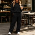 thumbnail image 2 of Womens 2 Piece Outfits Long Sleeve Plus Size Casual Hoodies High Waist Wide Leg Sweatpants Winter Active Travel Airport Tracksuits Set with Pockets, 2 of 8