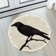 thumbnail image 5 of Latch Hook Rug Kit A Black Raven On Branch Stamped Handmade Round Shape Carpet Crochet Yarn Craft DIY Hook and Latch Door Mat Tapestry for Home Floor Decor 50x50cm(4), 5 of 7