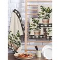 thumbnail image 2 of Spring Kitchen Dish Towels for Drying Dishes Set of 3, Country Vintage Pots Plants Black Plaid Border Waffle Weave Microfiber Hand Tea Bathroom Towels Quick Dry & Absorbent Towel 15.7x23.6, 2 of 7