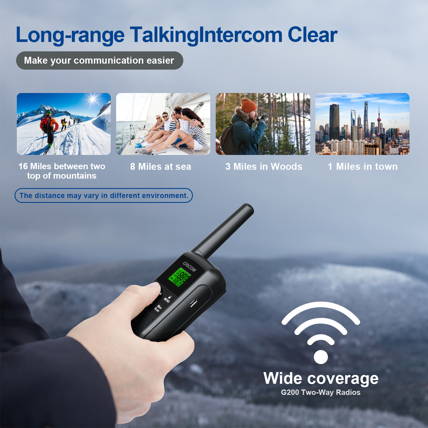 GOCOM G200 Long Range Walkie Talkies 2-Pack photo 2