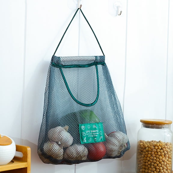 Food Storage Hanging Vegetable and Fruit Storage Bag Kitchen Sundries Wall Type Polyester Breathable Net Bag for Efficient Organization