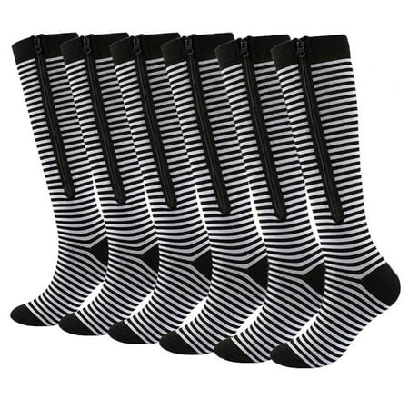 

Baywell Zipper Compression Socks Men & Women - 3 Pairs Of Closed Toe Compression Socks Knee High Gray M-2XL