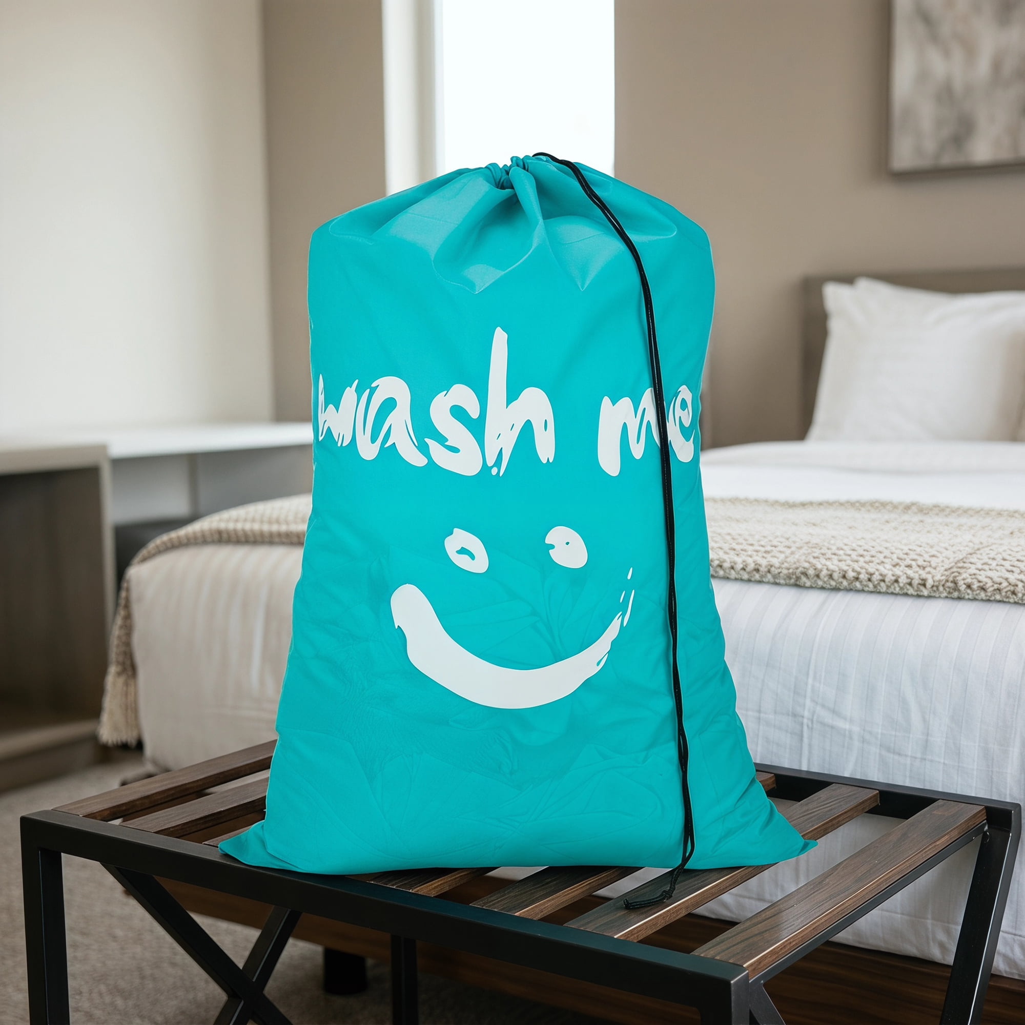 Unique Bargains 2Pcs Waterproof Wet Dry Travel Laundry Bag Green 24" x 36.2"