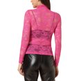 thumbnail image 4 of INSPIRE CHIC Valentine's Day Women's See Through Long Sleeve Turtleneck Sheer Floral Lace Blouse Top XS Hot Pink, 4 of 7