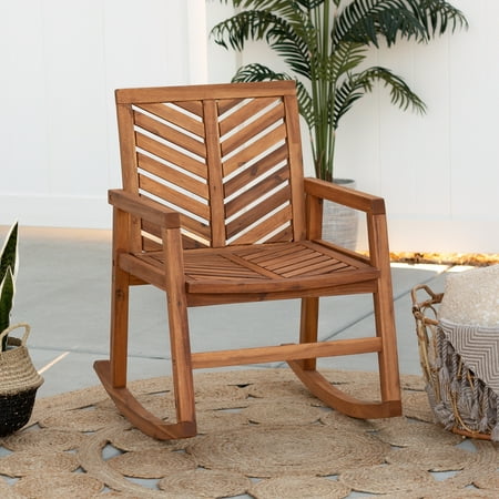 Manor Park Outdoor Patio Rocking Chair with Chevron Design, Brown