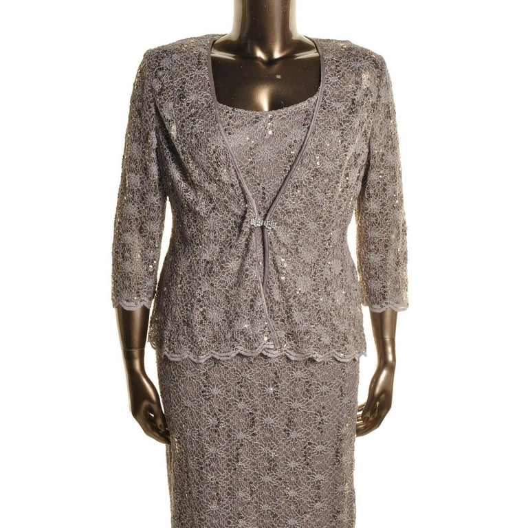 R&m richards sequined lace sheath dress and jacket hotsell
