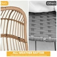 thumbnail image 5 of DWVO Wicker Outdoor Egg Chair, Patio Rattan Basket Chair with 400lbs Capacity - Egg Chairs with Stand & Cushion Cocoon Chair for Bedroom, Patio, Balcony - Beige, 5 of 7