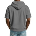 thumbnail image 3 of CIENVNSTG Fishing Shirts for Men Short Sleeve Casual Hoodies Sports Half Zip Drawstring Sweatshirts Loose Breathable Fitness Running Gym Workout Tops Dark Gray XL, 3 of 7