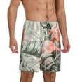 thumbnail image 2 of Pofeuu Tropical With Flamingos Print Men's Soft Woven Elastic Waistband Sleep Pajama Short-Medium, 2 of 6