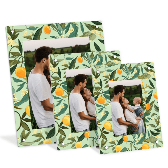 Acrylic Picture Frame, Vertical Tabletop Photo Holder for 4x6 5x7 8x10, Clear Stand with Plant Design