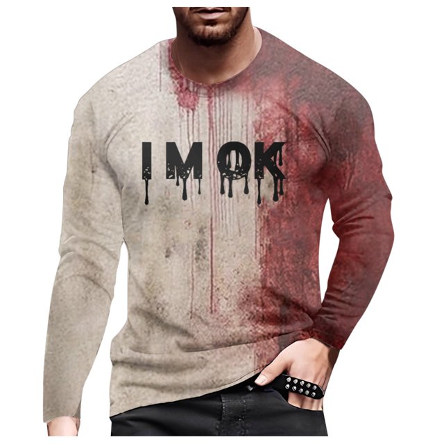 Problem Gelst T-Shirts Imprimés pour Hommes Pack Col en V Thème Halloween Décontracté Col Rond T-Shirts Graphiques Grande Taille T-Shirts Imprimés Couleur Unie Manches Courtes