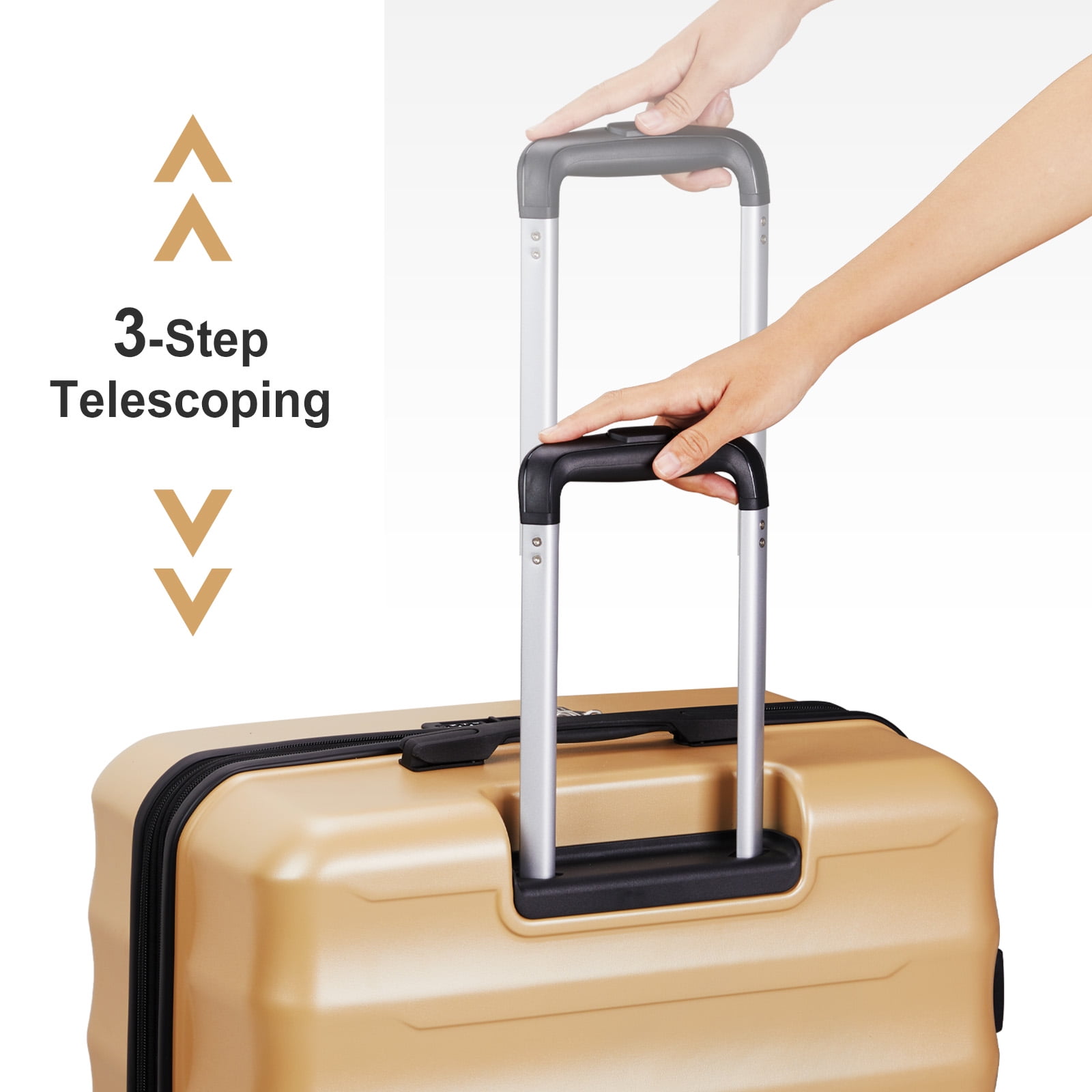 Zimtown 3 Piece Luggage Sets, ABS+PC Expandble Hardside Suitcase TSA Lock Lightweight Durable Spinner Luggage, Yellow