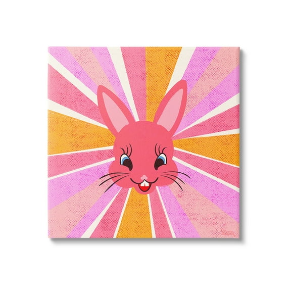 Stupell Industries Happy Bunny Sunburst Animals & Insects Painting Gallery Wrapped Canvas Art Print Wall Art, 17 x 17