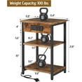 thumbnail image 3 of End Table with Charging Station Set of 2, Sturdy 3 Tier Side Tables for Living Room Bedroom Office Small Space, Nightstand with Outlets & USB Ports, Bedside Table with Storage Shelves, Rustic Brown, 3 of 14