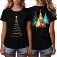 thumbnail image 2 of gbyLJF Women's Christmas Tree Shirts Pine Tree Back Print Tees Lights Bright Short Sleeve Xmas Holiday Tops, 2 of 5
