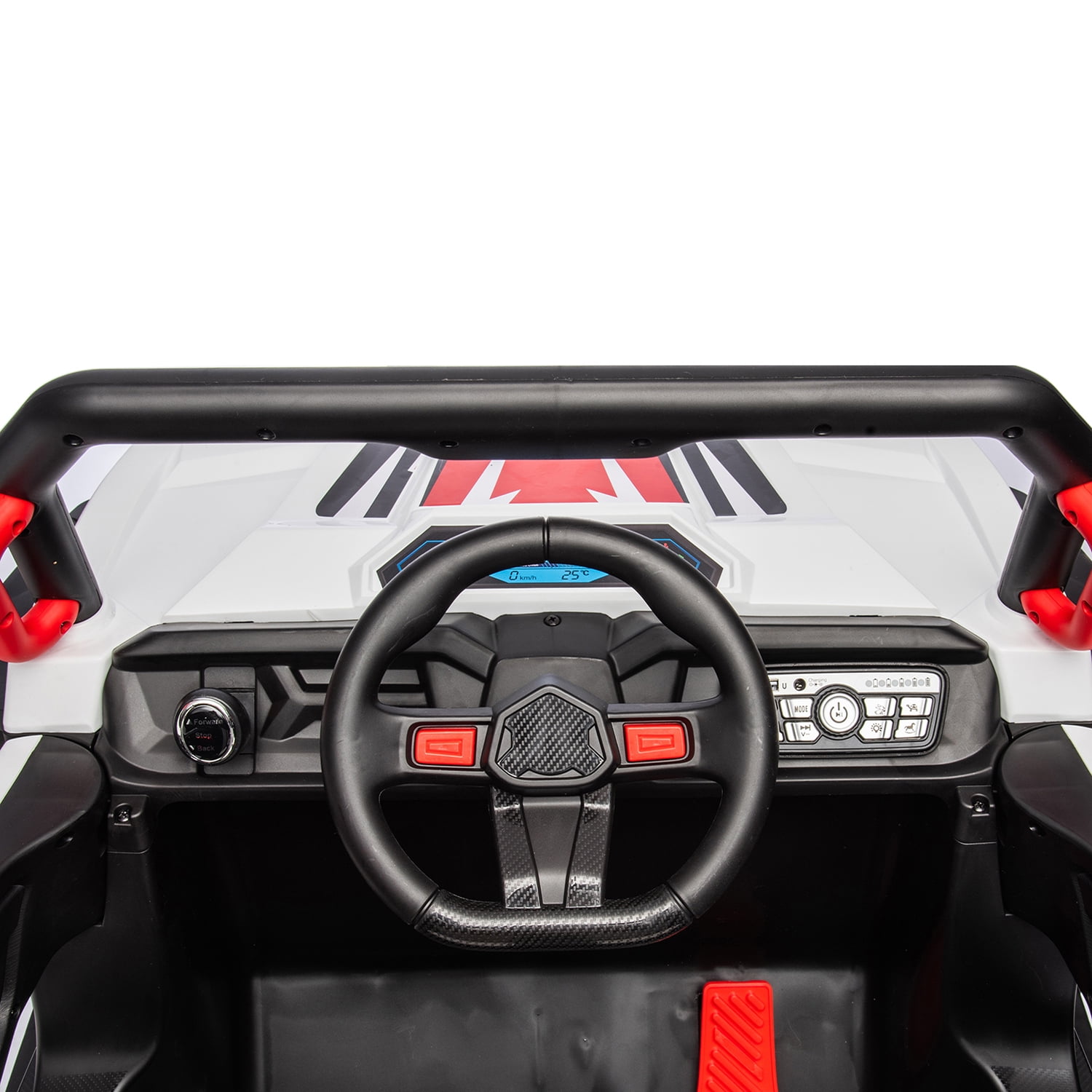 CIPACHO 12 V Powered Ride Ons Four Wheel Drive Leather Electric Car for Kids with 2.4G R/C, Seat Belt Four Wheel Absorber, White CIPACHO 12 V Powered Ride Ons Four Wheel Drive Leather Electric Car for Kids with 2.4G R/C, Seat Belt Four Wheel Absorber, White