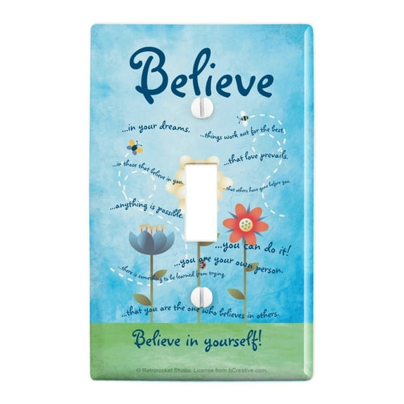 Believe In Yourself Dreams Anything Possible Inspirational Plastic Wall Decor Toggle Light Switch Plate Cover