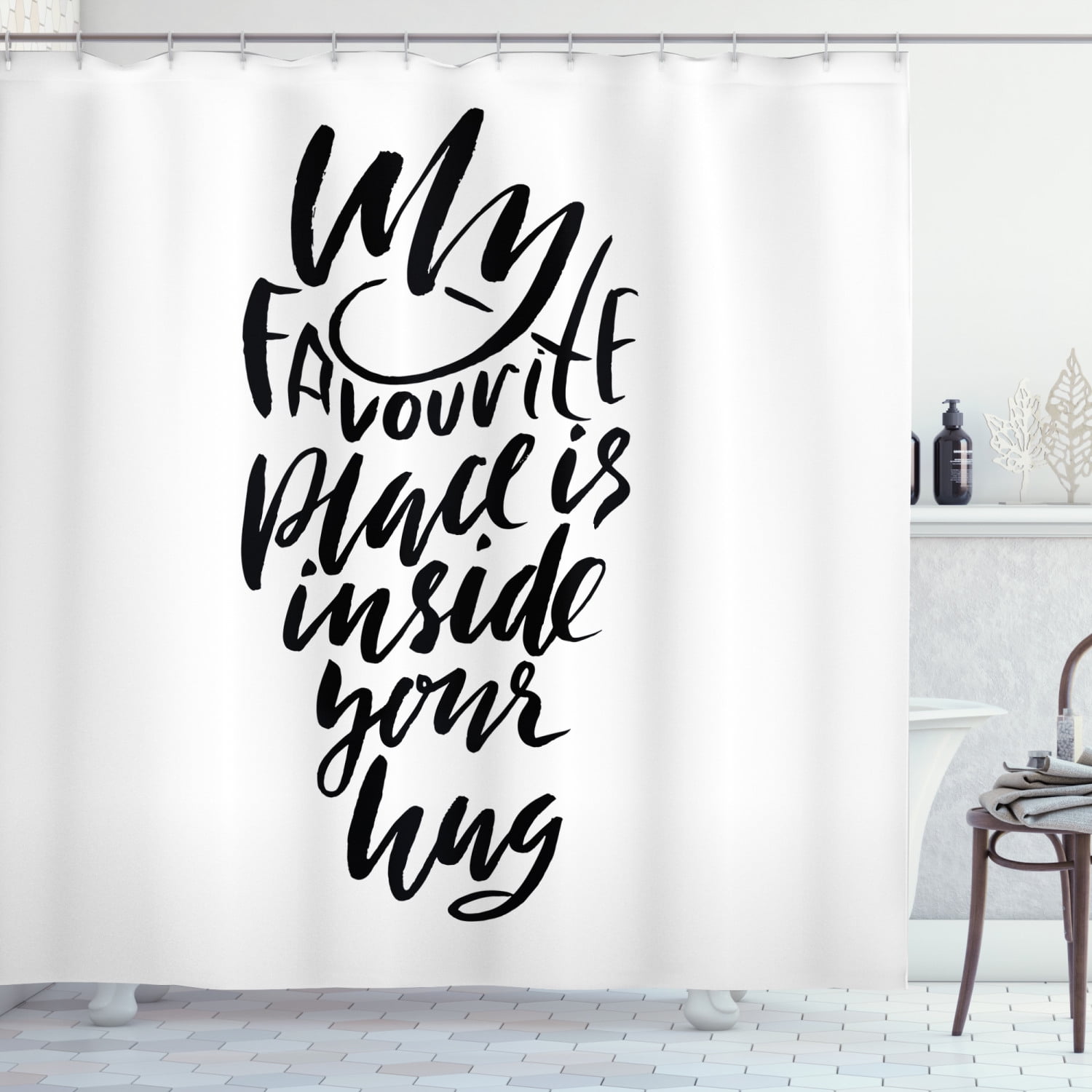 Hug Shower Curtain, My Place is Inside Your Hug Typography Romance