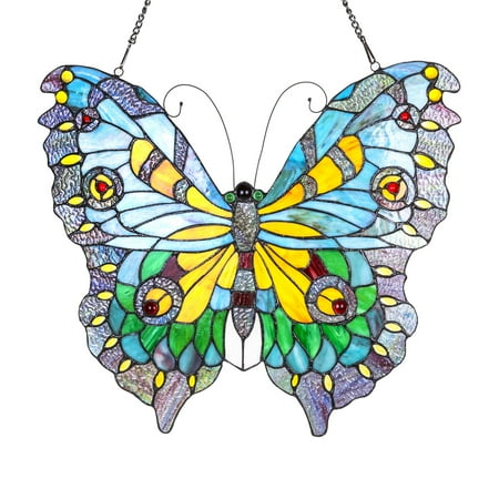 Stained Glass Antique - River of Goods Stained Glass Swallowtail Butterfly Window Panel