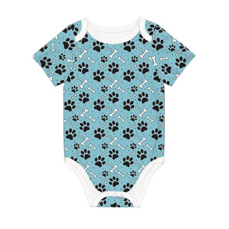 

Matuu Cute Dog Footprints for Baby Short-Sleeve Bodysuit Soft Cotton Comfortable and Breathable Perfect for Newborns and Infants