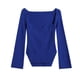 thumbnail image 1 of Blusa elegante sin tirantes de manga larga tejida con dobladillo Irregular liso para mujer para ir de compras de fiesta, 1 of 4