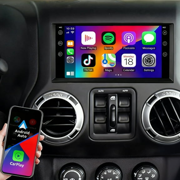 Gsuatey Car Radio for Jeep Wrangler JK 2007-2017 with Wireless Carplay Android Auto, Android 15 Touch Screen Stereo Bluetooth FM GPS Navigation SWC EQ with Backup Camera