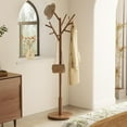 thumbnail image 5 of Coat Rack,Solid Wood Coat Rack Freestanding with 12 Hooks,Coat tree freestanding 3 Adjustable Heights for coat, Hats, Handbags，Coat Stand for Entryway,Bedroom (Walnut), 5 of 10