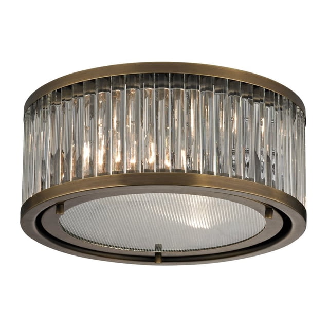 Elk Lighting Linden Manor 2 Light Flush Mount in Aged Brass