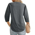 thumbnail image 6 of Pxxlle Summer Tshirts Shirts for Women Loose 3/4 Length Sleeve Tshirt Comfy V Neck T Shirts Solid Color Classic Fit Tops, 6 of 6