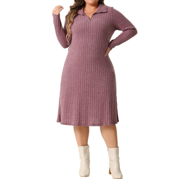 Agnes Orinda Women's Plus Size Dress Ribbed Sweater Half Zip Front Long Sleeve Tie Waist Knit Midi Dresses with Belt 4X Purple - Walmart Business Supplies Agnes Orinda Women's Plus Size Dress Ribbed Sweater Half Zip Front Long Sleeve Tie Waist Knit Midi Dresses with Belt 4X Purple - Walmart Business Supplies