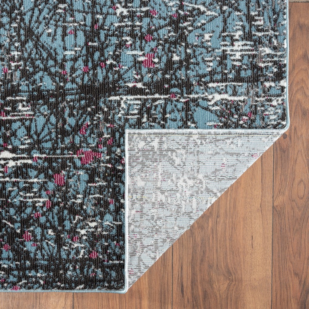 Ox Bay Pulse 7'6" x 9'6" Blue/Black Abstract Performance Indoor Area Rug
