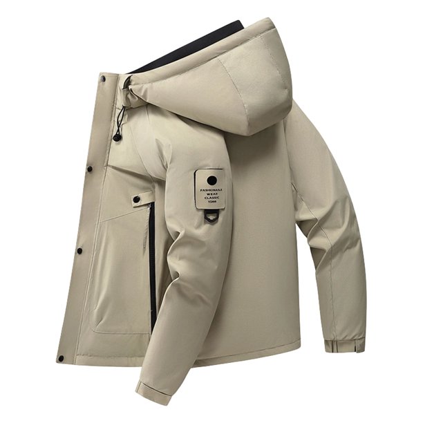 Ceisia Men's Hooded Waterproof Long Sleeve Jacket Casual Solid Color Loose Fit Gift Outerwear