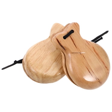 FONDOTIN 2Pcs Beige Wooden Castanets for Rhythm Exploration and Sound Exploration