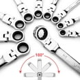 thumbnail image 4 of EastVita 20-Piece SAE and Metric Ratcheting Combination Wrench Set,Ratchet Wrenches Set, Cr-V Constructed,Chrome Vanadium Steel Wrench Set with Roll-up Storage Pouch ( Flex -Head+ Fixed Head), 4 of 8
