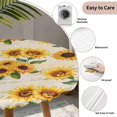thumbnail image 3 of Vintage Sunflower Round Tablecloth for 36-44 Inch Tables,Fitted Table Cover with Elastic Edge,Yellow Flowers Summer Botanical Retro Art Waterproof Outdoor Table Cloth Protector for Patio Dinner, 3 of 9