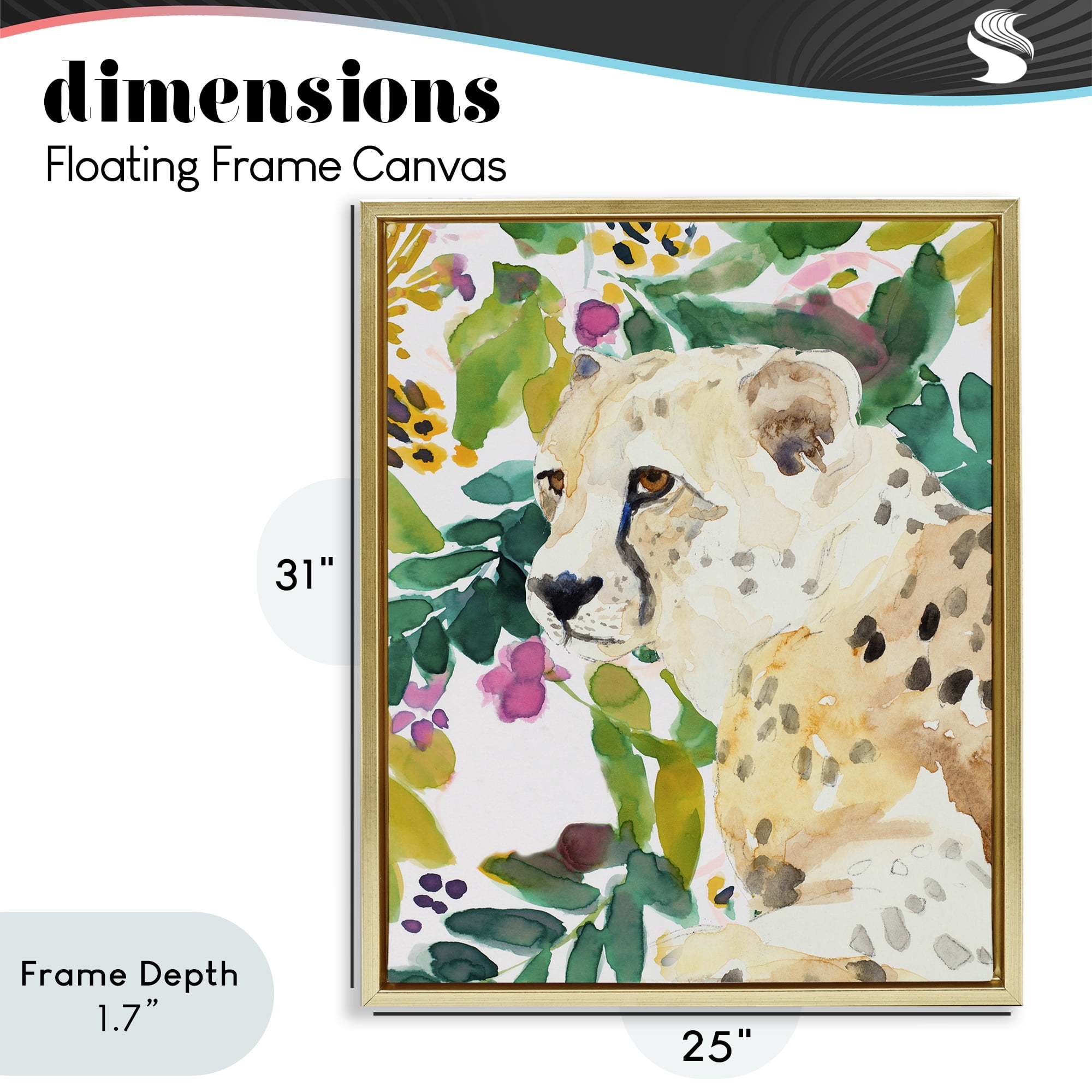 Stupell Industries Garden Plants Leopard Gold Framed Floater Canvas Wall Art, design by Lanie Loreth