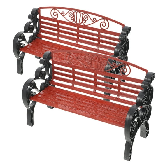 2 Pcs Model Painting Bench Garden Benches Park Chair