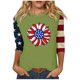 thumbnail image 1 of Camisetas de Manga Corta para las Mujeres Día de la Independencia Patriótica Impresa 3/4 Manga Cuello Redondo, Camiseta Casual para Diarios Y Festivales, 1 of 5