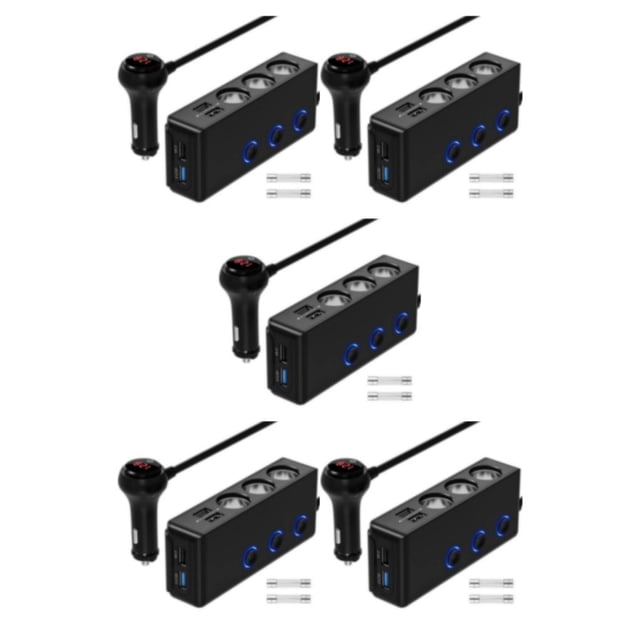 maskred 1/2/3/5 Universal Compatibility User-friendly Car Recharger Splitter With Battery black 5PCS