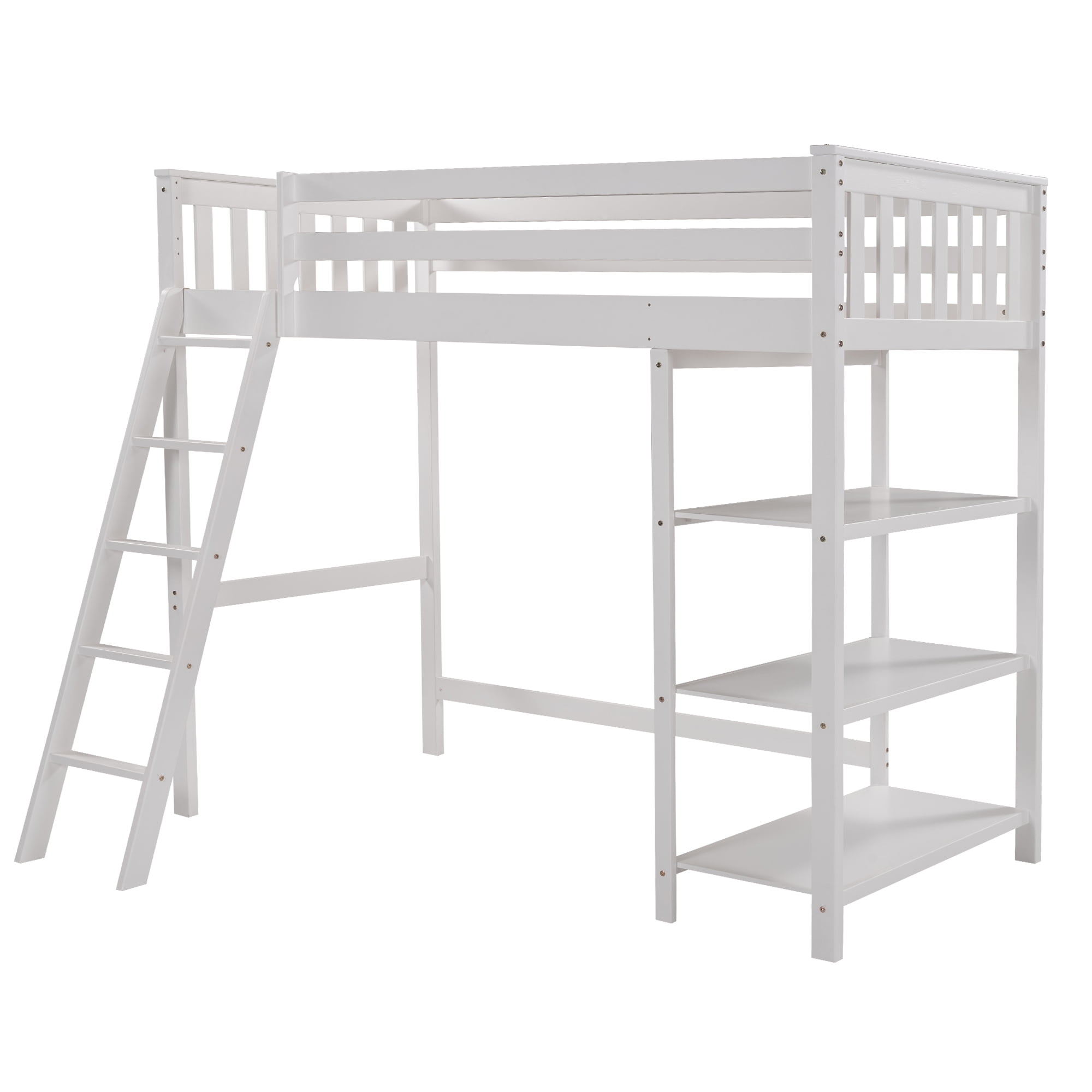 Loft Bed With Storage Shelves Pine Wooden Loft Bed No Box Spring Needed Twin White Expected To Arrive Around 5 Walmart Com Loft Bed With Storage Shelves Pine Wooden Loft Bed No Box Spring Needed Twin White Expected To Arrive Around 5 Walmart Com