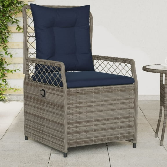 vidaXL Reclining Patio Chairs 2 pcs Gray Poly Rattan