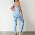 thumbnail image 4 of Elainilye Fashion Gym Pants Women Tie Dyed Thread Yoga Jumpsuit Sleeveless Elastic Tight Sports Yoga Dress,Blue, 4 of 4