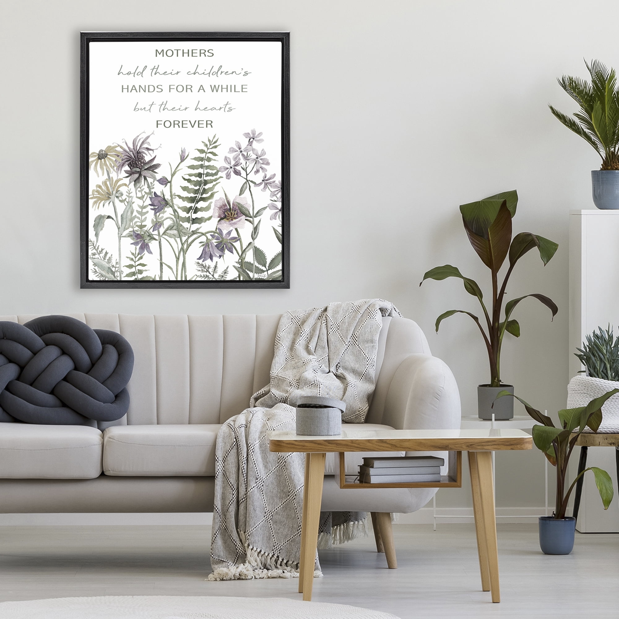 Stupell Industries Mother's Hold Parenting Sentiment Black Framed Floater Canvas Wall Art, design by Cindy Jacobs
