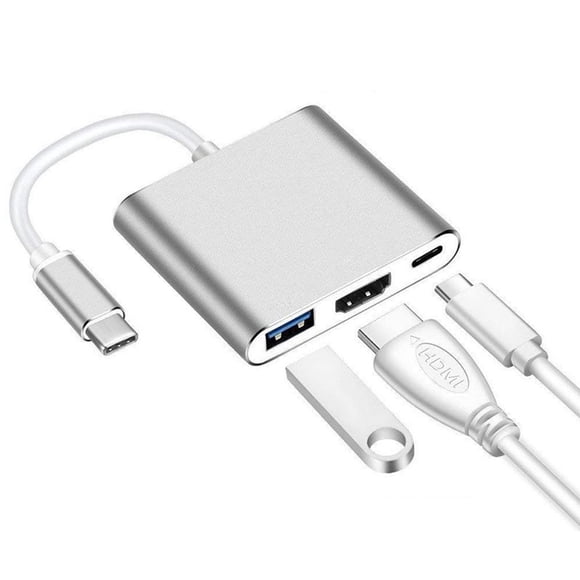 Adaptador USB C BOJOOM Plata Multipuerto con Salida HDMI 4K para Laptop