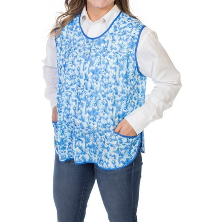 5 Tub Apron - EZI Women's Cotton/Poly Cobbler Apron,Wildflower Blue,2X