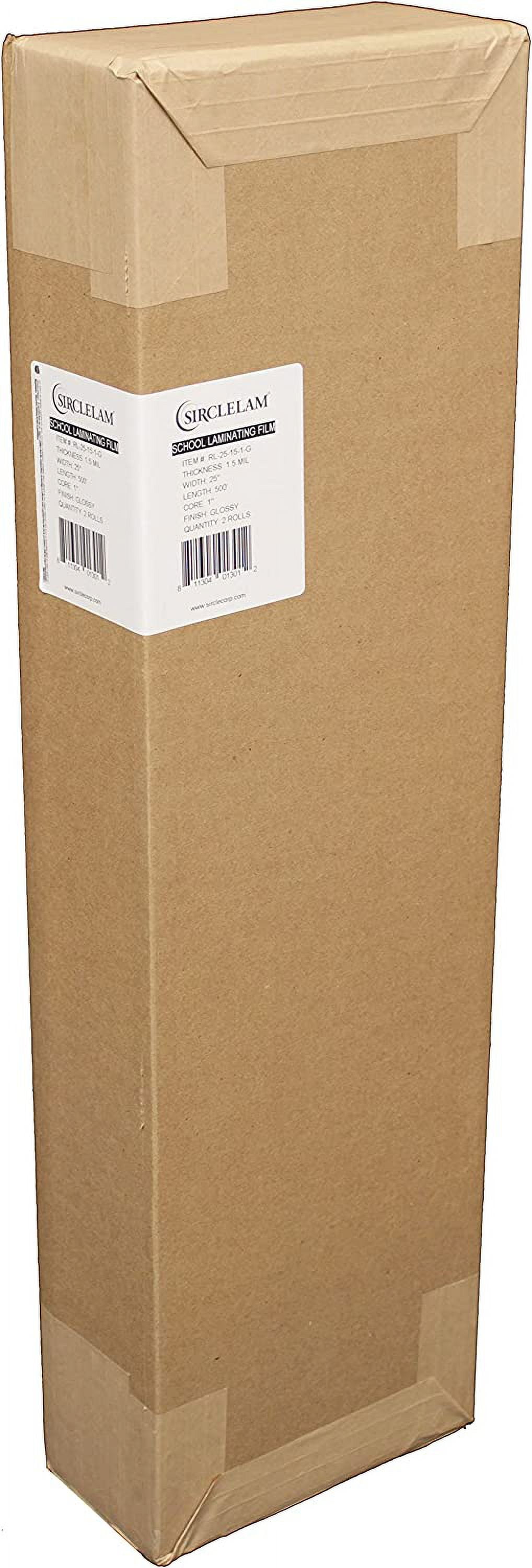 SircleLam School Laminating Film - 1.5Mil 25" x 500' - Clear Glossy - 1" Core - Qty: 2 Rolls