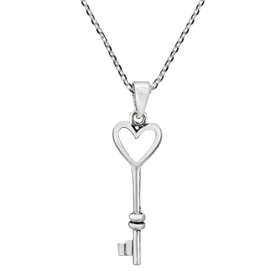 Romantic Inspired Key to My Heart Sterling Silver Pendant Necklace